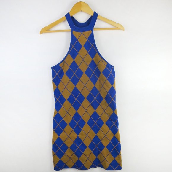 Urban Outfitters Charlie Knit Argyle Mini Dress S - Picture 4 of 9